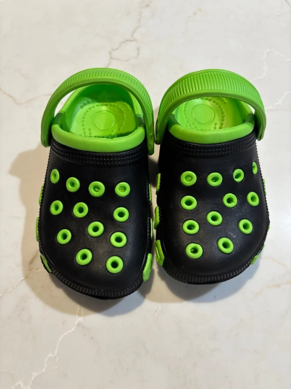 Kids Black and Neon Green Clog Sandals Toddler Size 10